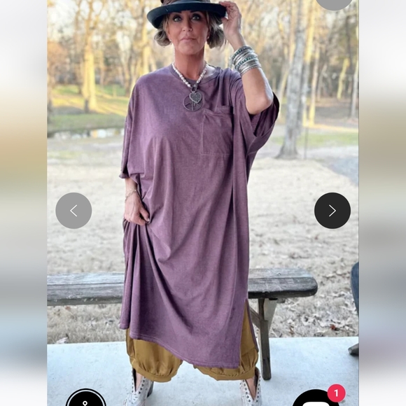 Jaded Gypsy Cute Comfort Shirt Dress - Plum One Size Chest Pockets Side Slits - Picture 1 of 10